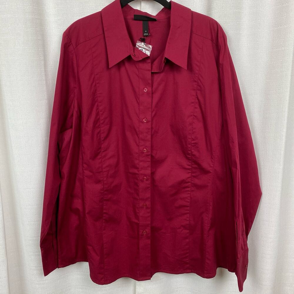 Lane Bryant Burgundy Red Long Sleeve Button Up Blouse Sz.20W NWT - Picture 4 of 13
